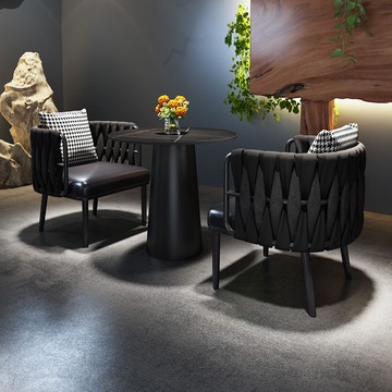 網紅輕奢酒館咖啡廳桌椅組合休息甜品奶茶店餐廳茶樓沙發椅子商用 免運 可開票 快速出貨PYY6007