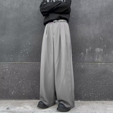 Blie 西裤男 裤子 长裤 休閒褲 直筒褲高級感垂墜感灰色西裝褲男cleanfit休閑褲子寬松百搭微喇拖地長褲