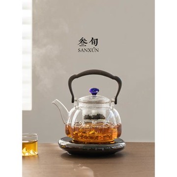 叁旬玻璃煮茶壺養生泡茶壺煮茶器家用小型電陶爐圍爐燒水煮茶套裝