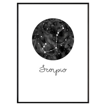天蠍座 Scorpio 星座圖藝術掛畫  50 x 70cm  黑框