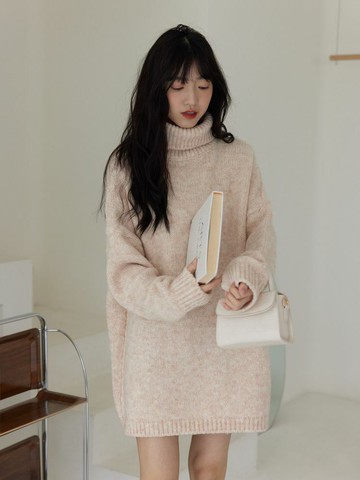 日常混色高領針織毛衣