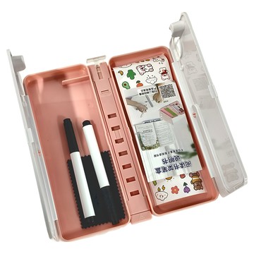 可折疊閱讀書架筆盒 ABS材質 折疊尺寸約20*9*4cm  粉色  1組