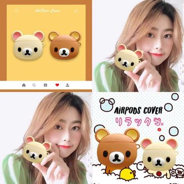 ins鳳卡通輕松熊airpods Pro保護套適用Airpods1/2代無線freeclip藍牙耳機套軟3/4