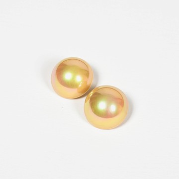 【蛋植物古着】光潤明珠塑料耳夾古董耳環