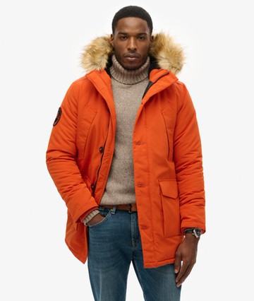 Superdry Men's Men's Hooded Everest Faux Fur Parka Orange / Pureed Pumpkin - Size: M
