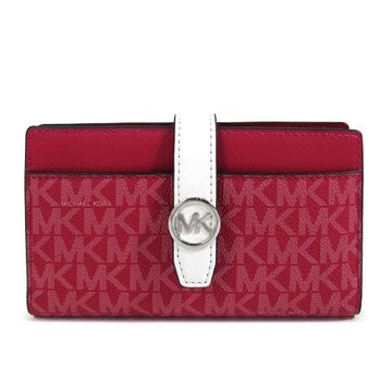 MICHAEL KORS GREENWICH 防刮LOGO壓扣對開式中夾(紅色)