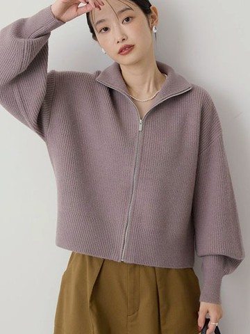 直羅紋拉鍊高領開襟衫(0H000789100) - AMERICAN HOLIC