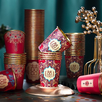 金箔結婚紙杯 婚宴訂婚儀式派對 幸福喜氣 多用途 預購10~12天出貨電子發票