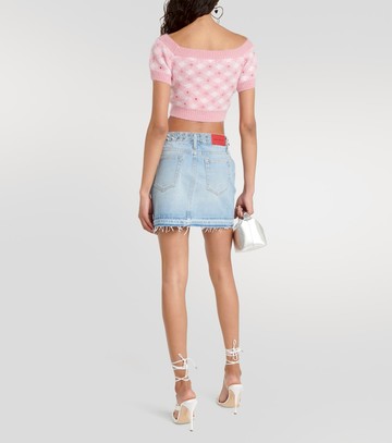 Alessandra Rich Embellished denim miniskirt