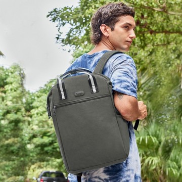 【TRAVELON】Coastal帆布雙層後背包(岩灰L) | 雙肩背包 通勤包