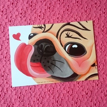 愛你 巴哥明信片