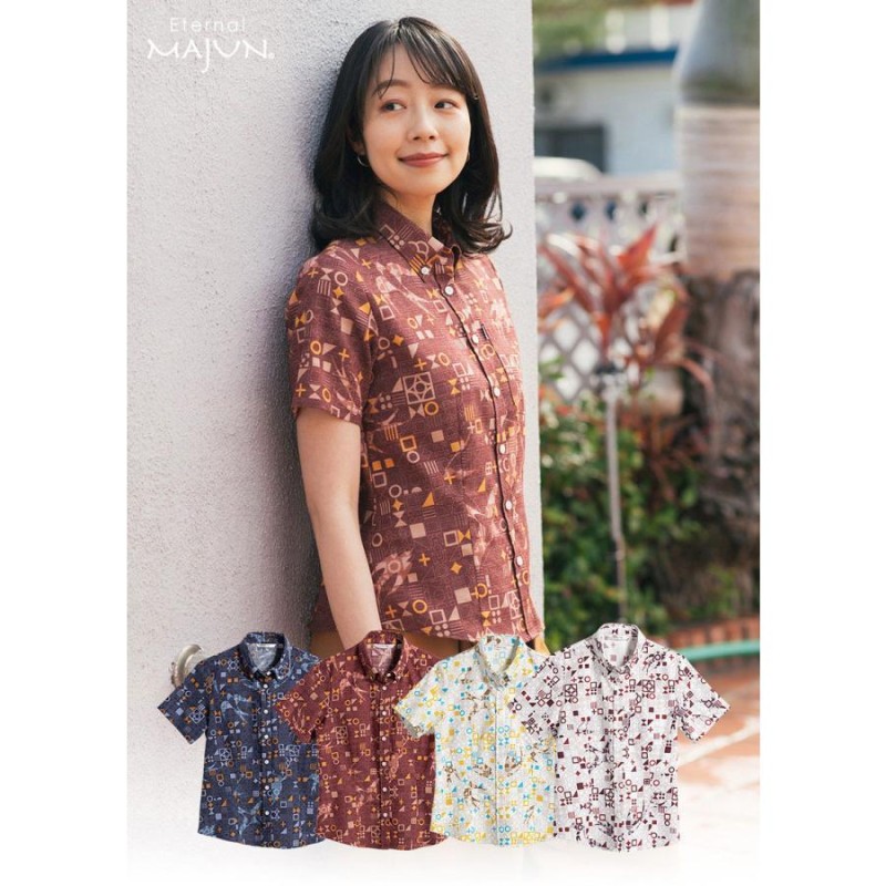 かりゆしウェア 沖縄 アロハシャツ MAJUN マジュン かりゆし 結婚式 売れ筋商品|||レディースシャツラウンド裾 送料/代引手数料無料 クローバークローバー MAJUN かりゆしウェア 沖縄 アロハシャツ マジュン かりゆし