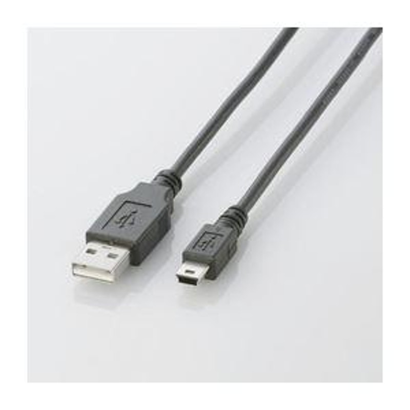 まとめ)エレコム USB2.0ケーブル(mini-Bタイプ) U2C-M05BK〔×10セット