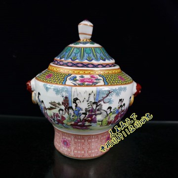 古玩 景德鎮陶瓷十二金釵將軍罐儲物罐客廳裝飾工藝品擺件 仕女罐