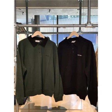 長袖Polo衫420g重磅純棉加厚翻領t恤男女休閑寬松大碼上衣套頭衫