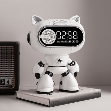 創意機器貓時鐘擺件家居飾品現代家居玄關電視柜床頭桌面數字鬧鐘