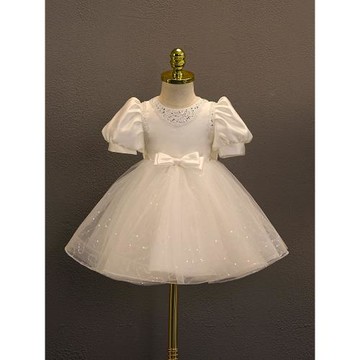 華麗公主小禮服考級公主裙花童超仙婚禮白色婚紗小眾風演出服高定