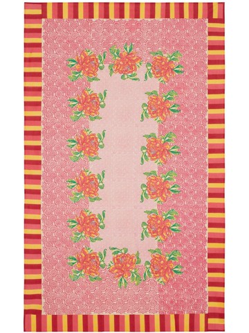 Lisa Corti - floral-print cotton table cloth - unisex - pure cotton - One Size - Pink