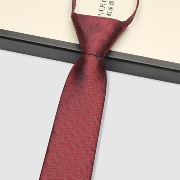 「FOREVER NOW」懶人結婚領帶新郎男拉鏈式6cm細窄暗紅男士免打結