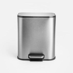 克萊歐緩降踏式不鏽鋼垃圾桶5L 銀色