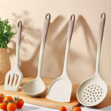 加厚硅膠鍋剷套裝廚具家用食品級炒菜剷耐高溫湯勺不粘鍋廚房工具 4FNG