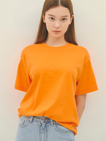 Orange_Stitch Detail Half Sleeve T-Shirts-IT314