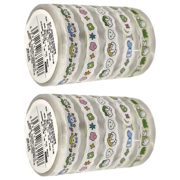 合成紙膠帶 60mm x 2m  繽紛彩條 白色  2個