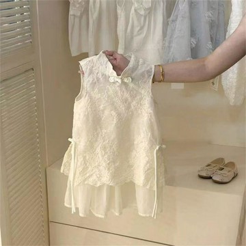 【臺灣出貨】夏季 連衣裙 寶寶中式旗袍裙旗袍2026女童夏季兒童新款裙子假兩件背心裙