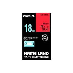 (業務用30セット) カシオ CASIO 蛍光テープ XR-18FRD 赤に黒文字 18mm