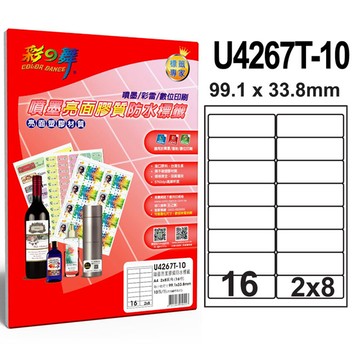 彩之舞 進口3合1亮面膠質標籤 16格圓角 U4267T-10