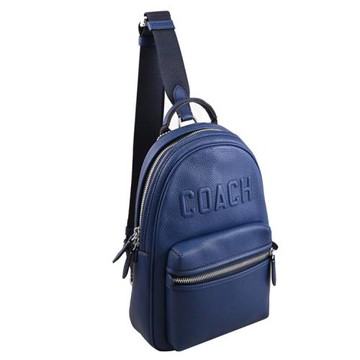 COACH CV930 CHARTER 立體LOGO前口袋單肩胸口/後背包.深藍