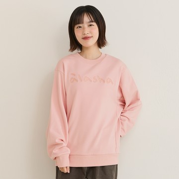 a la sha Logo造型繡花長版大學T