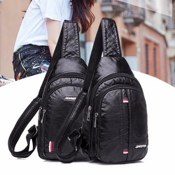 2018新款胸包韓版pu時尚水洗皮斜跨包女包休閑軟皮小包百搭單肩包