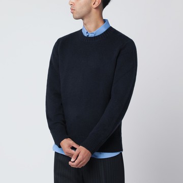 Navy blue cashmere crewneck sweater