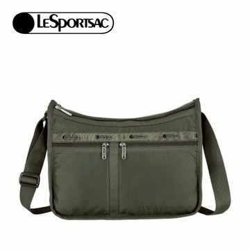 |快速出貨|Lesportsac Deluxe Everyday Bag簡約素面斜肩包側背包/ 橄欖綠