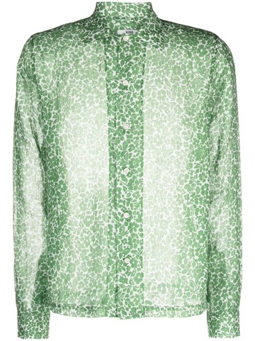 BODE - floral-print long-sleeve shirt - men - Rayon - L/XL - Green