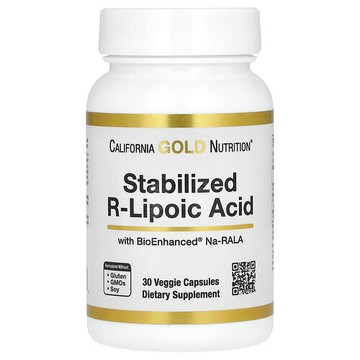 California Gold Nutrition, 含生物維生素的穩定 R-硫辛酸素食膠囊，30 粒