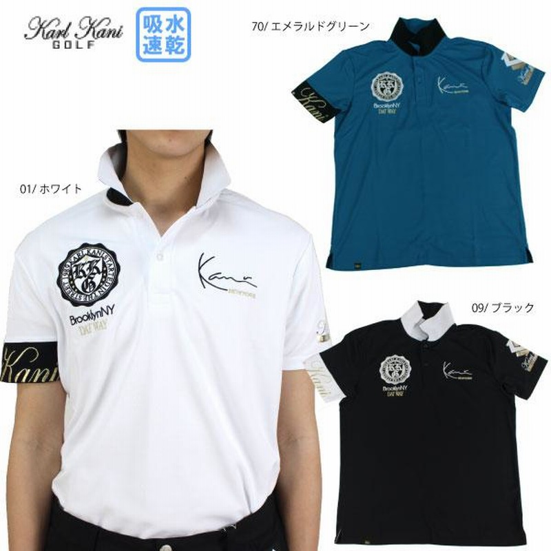 KARLKANIカールカナイポロシャツブラック黒メンズm半袖tシャツゴルフ 