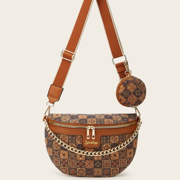 胸包 單肩包 防水包 腰包 外貿2025新款小眾設計感印花斜挎腰包時尚百搭女士胸包單肩斜挎包