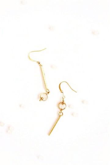 【UNA-優娜手作】月光時空 - 銅耳掛式 黃銅 客製化 天然寶石