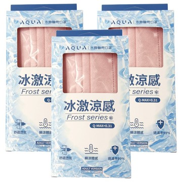 AQUA MASK 水舞生醫 冰激涼感口罩 未滅菌  初櫻粉  10片  3盒