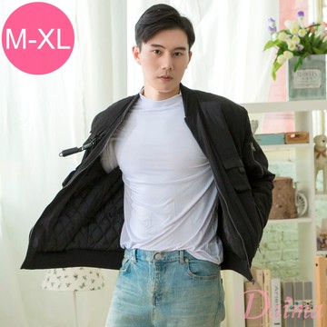 男生 (M-XL)高領素面蓄熱磨毛彈性長袖保暖上衣_白色#5138