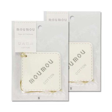 (2袋超值組)日本daiko大香-MOUMOU居家車內空間織物芬芳吊掛式香氛片1入/袋-COTTON棉花(空氣清新擴香紙,室內香水吊卡,汽車芳香劑)