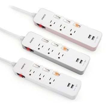 【特價】RASTO FE8 四開三插三孔二埠USB延長線 1.8M