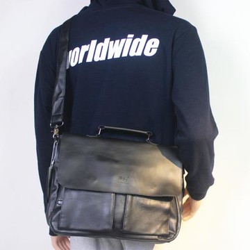 日系潮牌公文包男商務電腦包單肩包挎包男士簡約休閑青年手提包潮