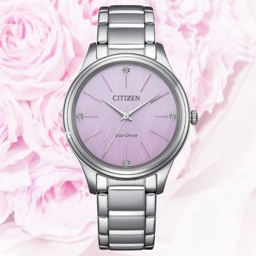CITIZEN 星辰 LADYS系列 光動能 水晶點綴 簡約女錶 送禮 禮物 推薦 EM1220-58X