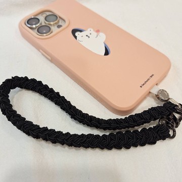 編織手機繩掛繩【珠光黑】-短繩/手腕掛繩/提帶/短手機掛/客製化