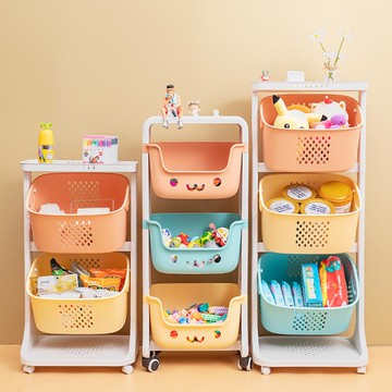 兒童兒童節交換禮物收納架家用臥室零食小推車置物架帶輪多層床頭整理柜筐 10月購物節免運