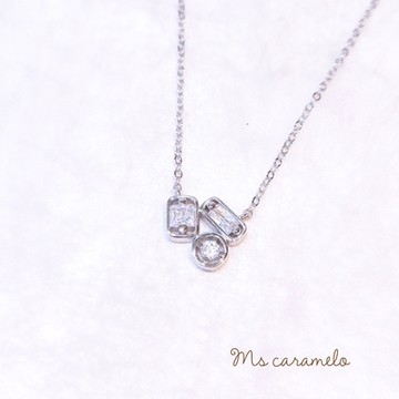 【焦糖小姐 Ms caramelo】925純銀鍍K白 繁星鋯石項鍊