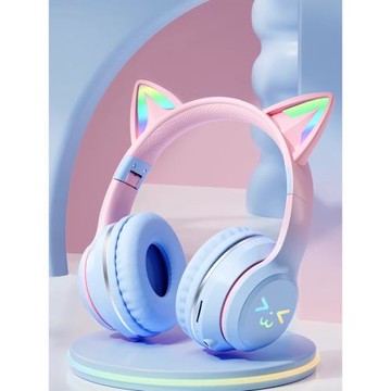 頭戴式貓耳發光無線藍牙耳機持久續航高清通話女生聽歌游戲新